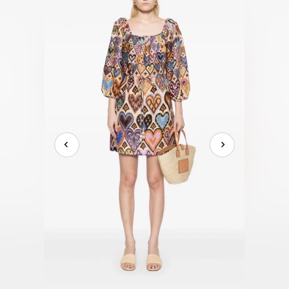 NWOT Farm Rio Hearts Ikat Mini Dress Size XS - Picture 3 of 16